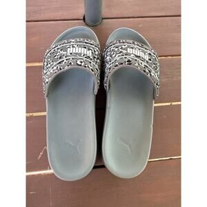 PUMA Karmen Platform Slide Sandal Gray Animal Print Womens Size 9